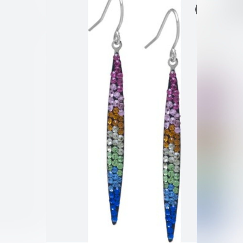 Giani Bernini multi colored, rainbow crystal drop earrings